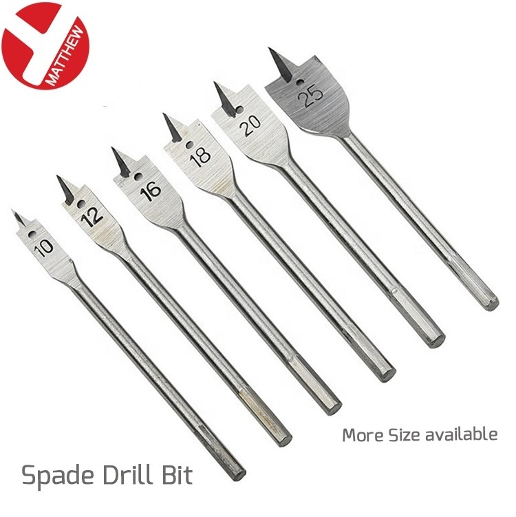 Hexagon Shank Flat Wood Boring Spade Drill Bits For Woodworking