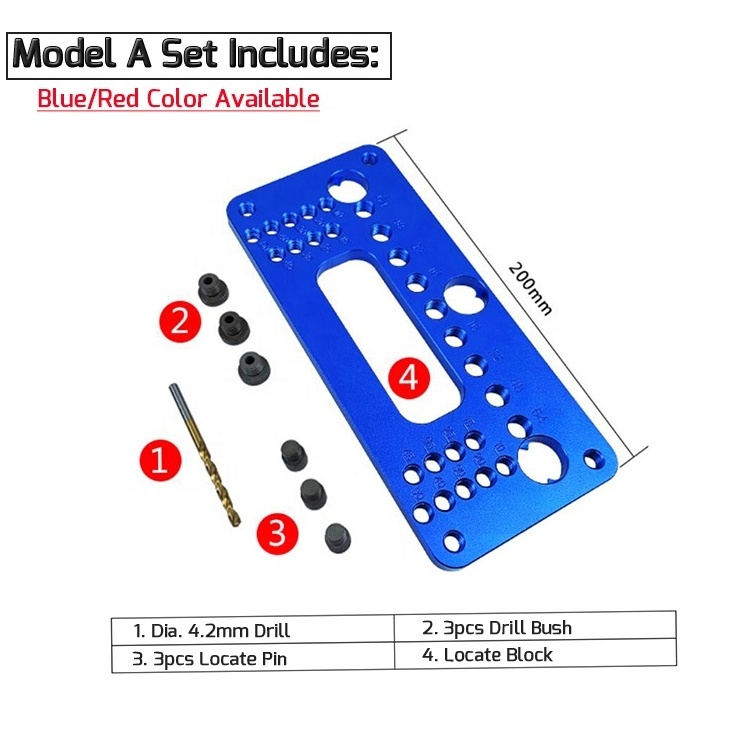 Woodworking Cabinet Drill Guide Jig Kit for Drawer Pull Handle and Knob