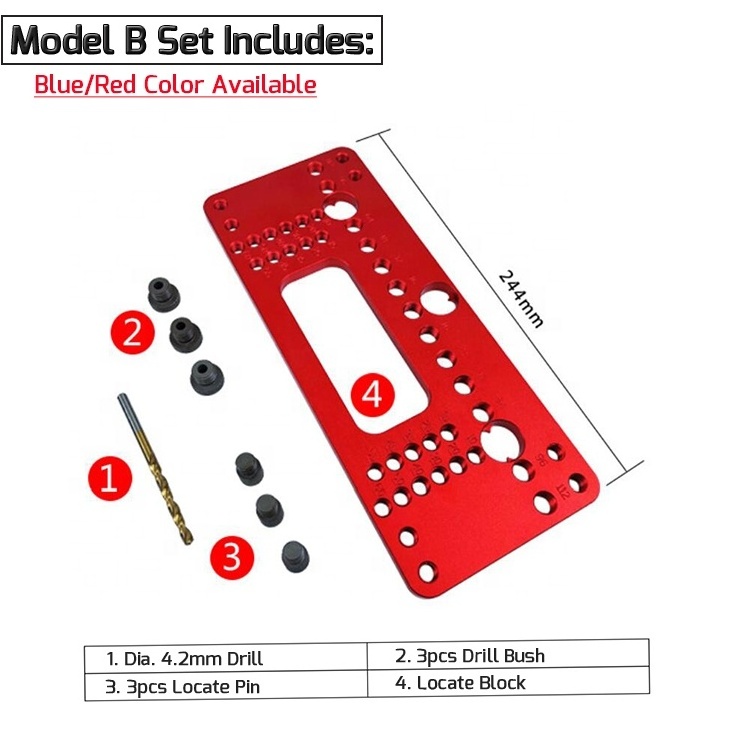 Woodworking Cabinet Drill Guide Jig Kit for Drawer Pull Handle and Knob