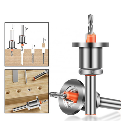 Carbide Tipped Woodworking Countersink Drill bits with Adjustable Low Friction Depth