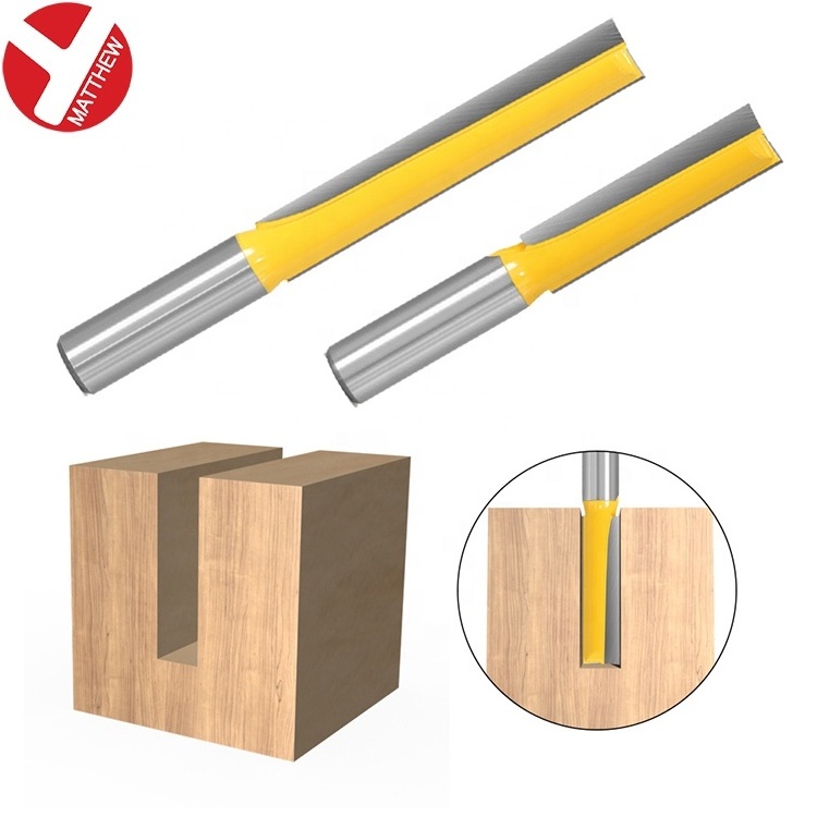 Double Flute Extra Long Straight Router Bit Tungsten Carbide Trimming Cutter for Woodworking Groove Chisel Bits