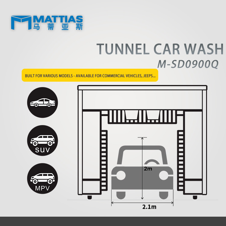 Nine Brushes Tunnel Car Wash EVA Brushes High Pressure Spray Foam Water Wax Cleaning