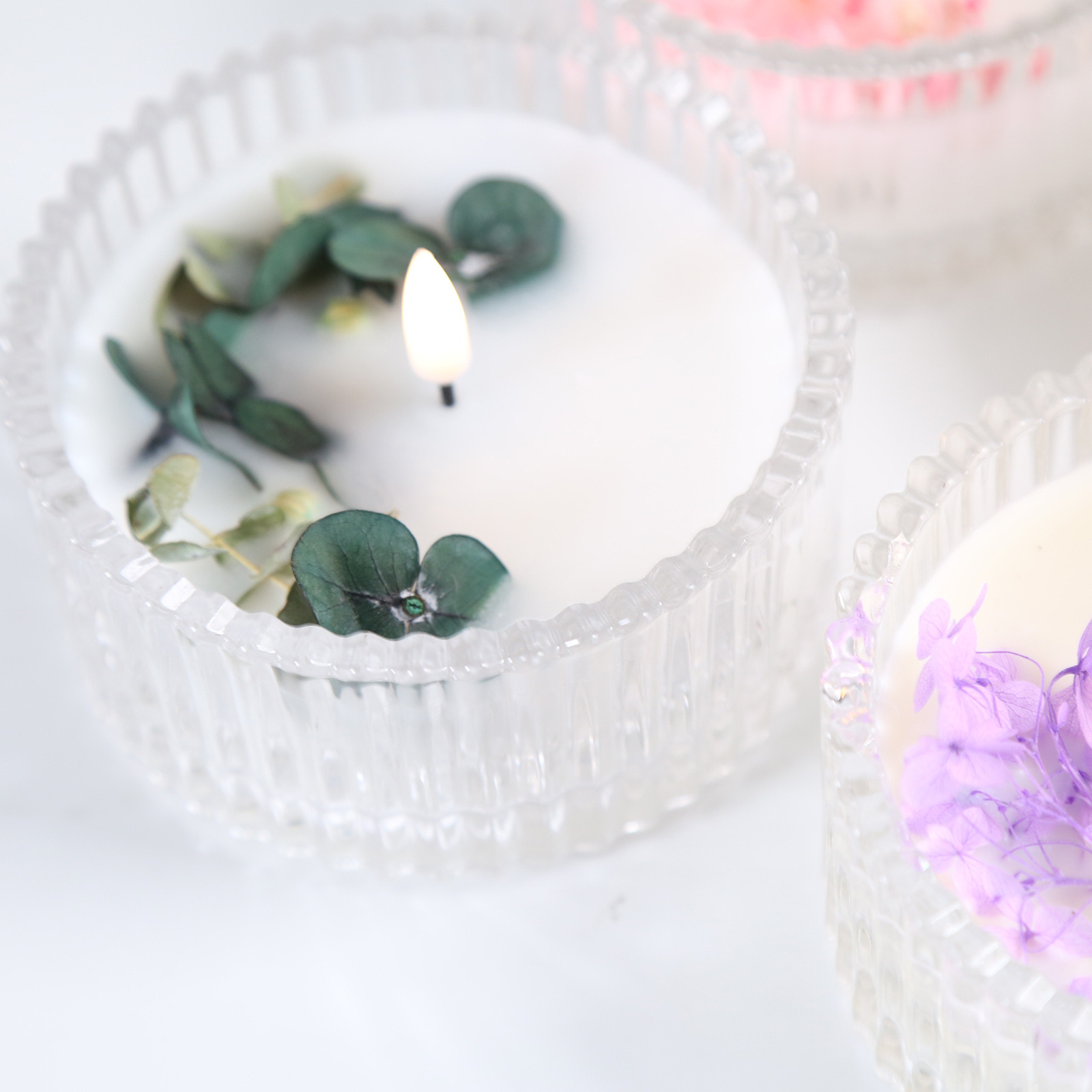 Matti's 3D real flame paraffin wax Glass customized aromatherapy oil led candle scent oil fragrance