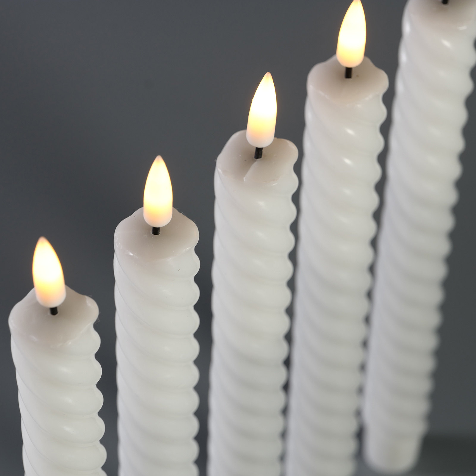 Matti's 3d real flame battery operated  Paraffin Wax 10 key spiral Led flameless Taper Candle