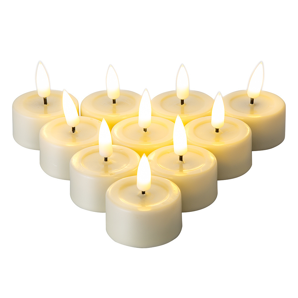 Matti's Nordic set of 10 3d real flame D4.1H5 ivory battery operated flickering flameless led tealight flicker tea