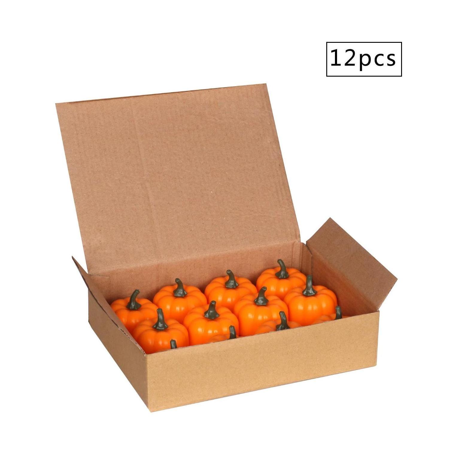 Set of 12 D4.8XH1.3cm battery operated pumpkin tea lights candles led