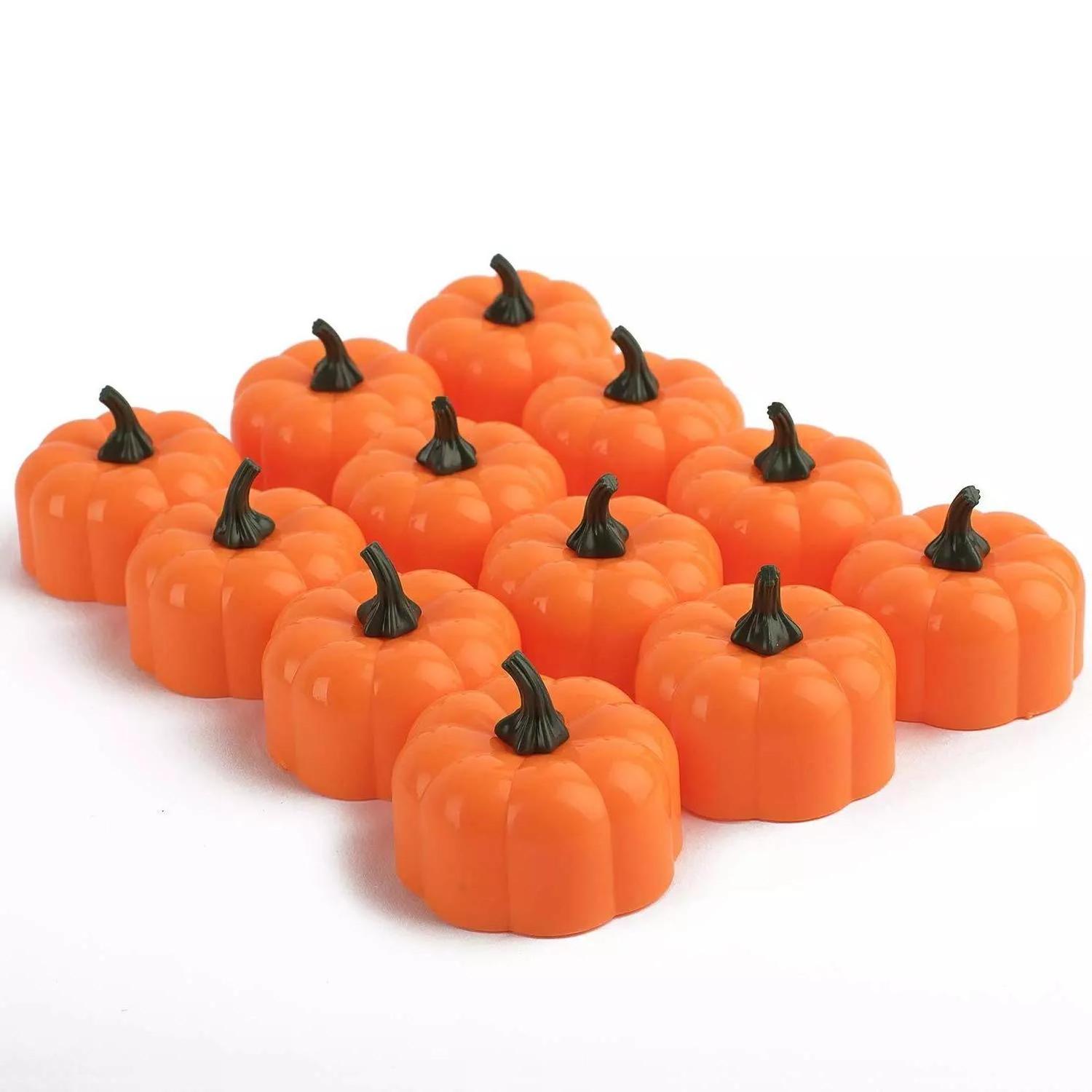 Set of 12 D4.8XH1.3cm battery operated pumpkin tea lights candles led