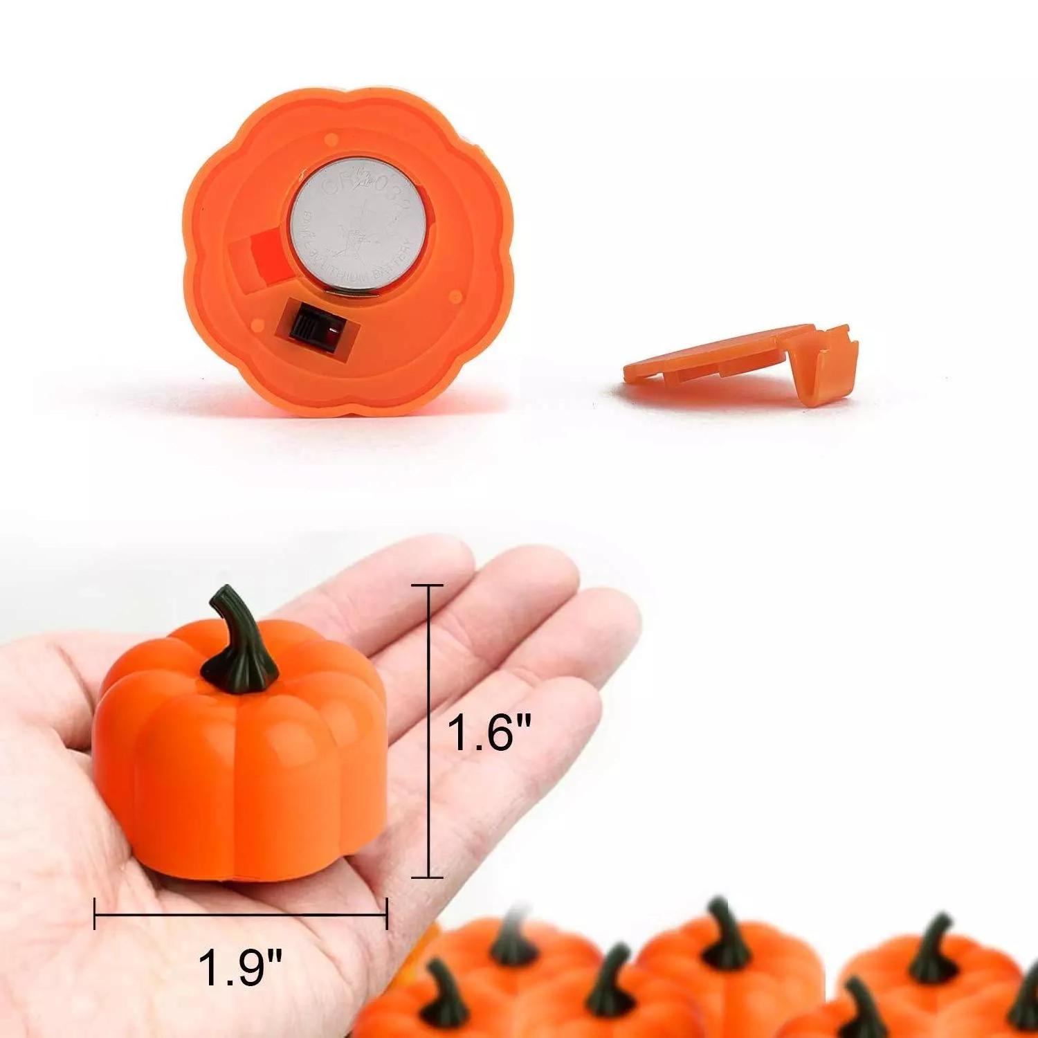 Set of 12 D4.8XH1.3cm battery operated pumpkin tea lights candles led