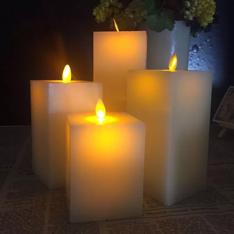 Square swing electronic flashing and beating flame led candle