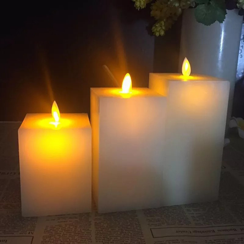 Square swing electronic flashing and beating flame led candle