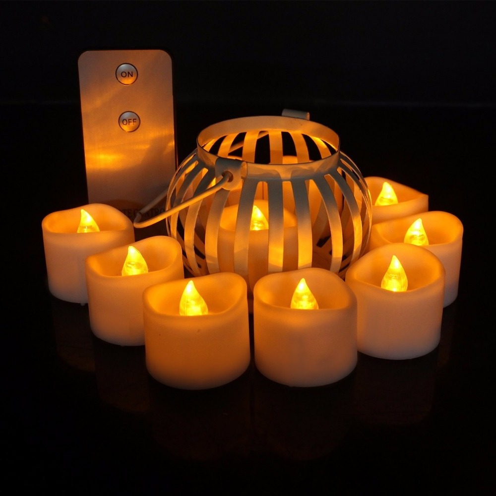 Wholesale White Small LED Yellow Flickering Flameless Tealight Candles with Remote Operate