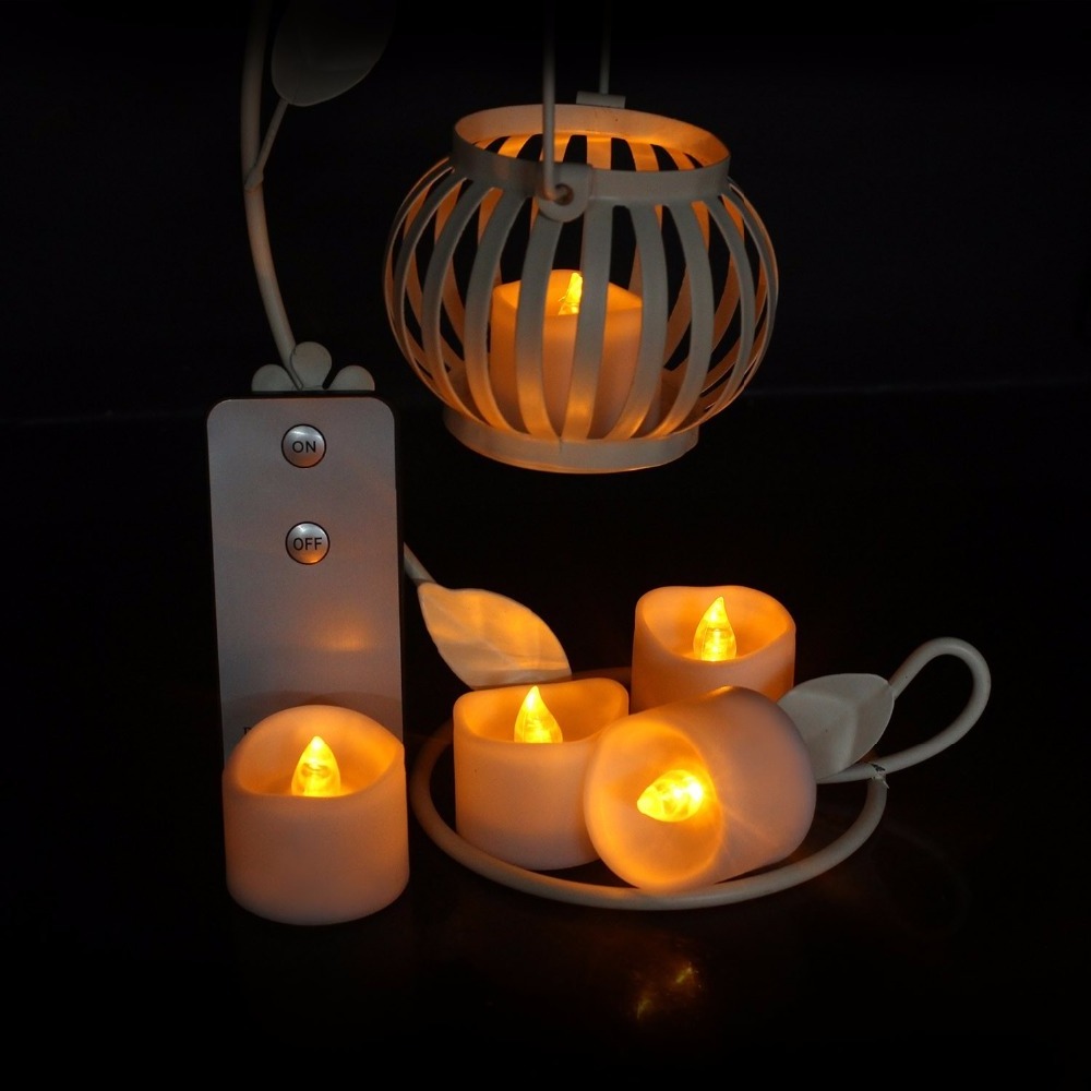 Wholesale White Small LED Yellow Flickering Flameless Tealight Candles with Remote Operate