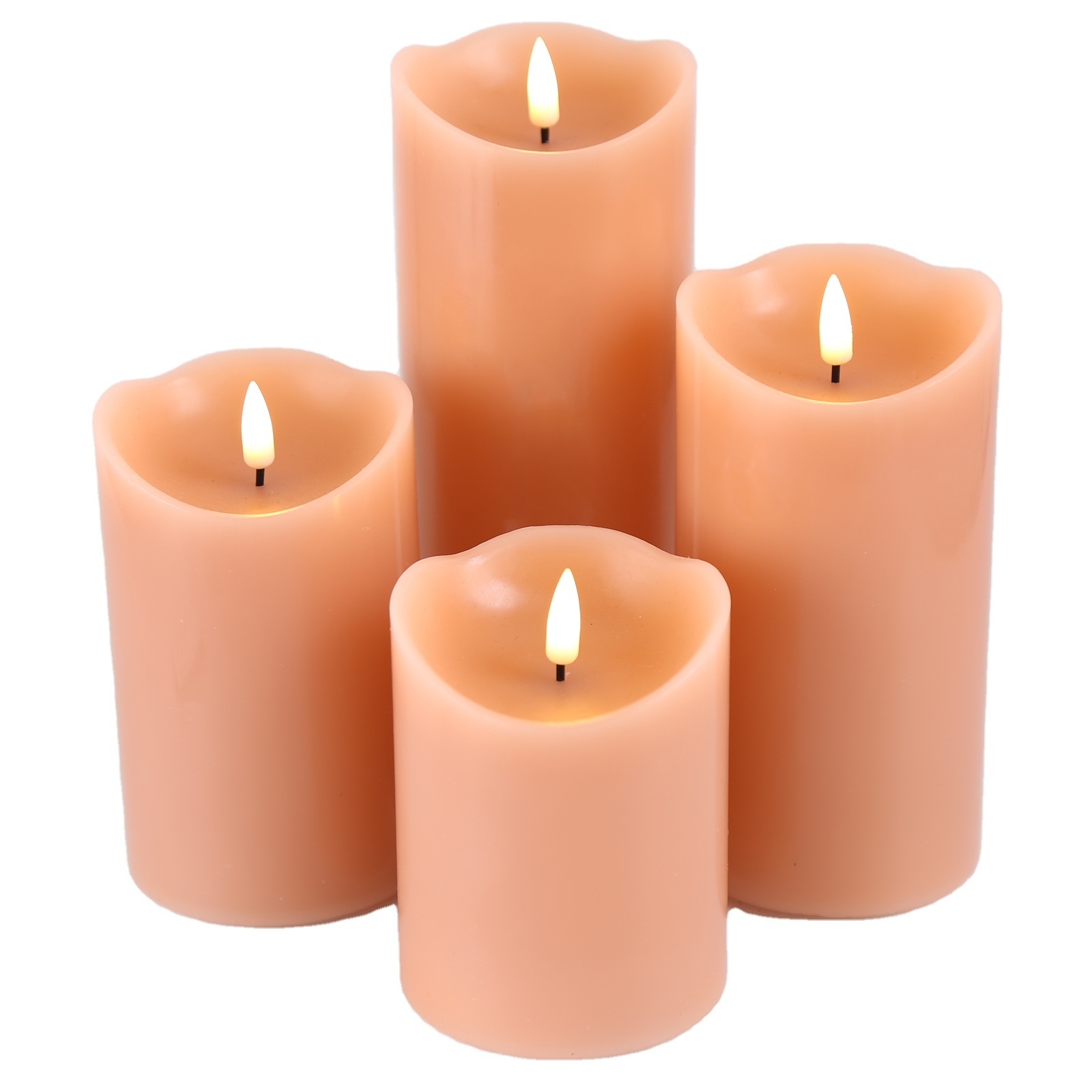 Matti's Set of 4 Smooth Light Pink Pillar Remote Control Flameless LED Candles