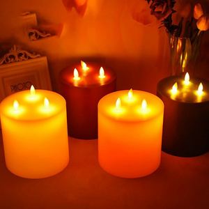 Large diameter flat mouth three wick swing electronic LED Candle