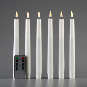 Matti's 2023 New Desgin 3d real flame Paraffin Wax Light 10 Key remote control LED Taper Candle