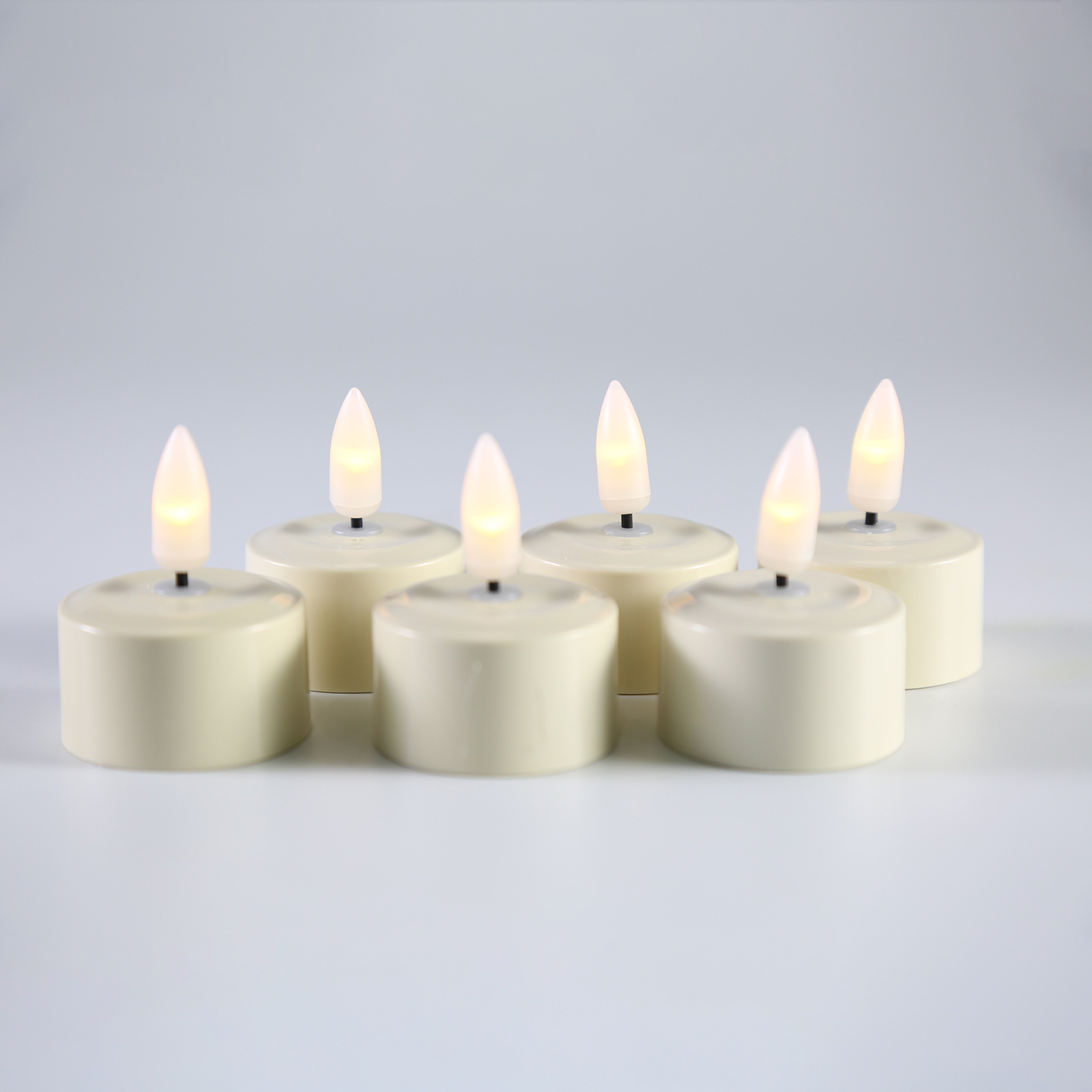 Matti's 3d real flameset of 6 rechargeable pillar ivory home decoration votive led candle