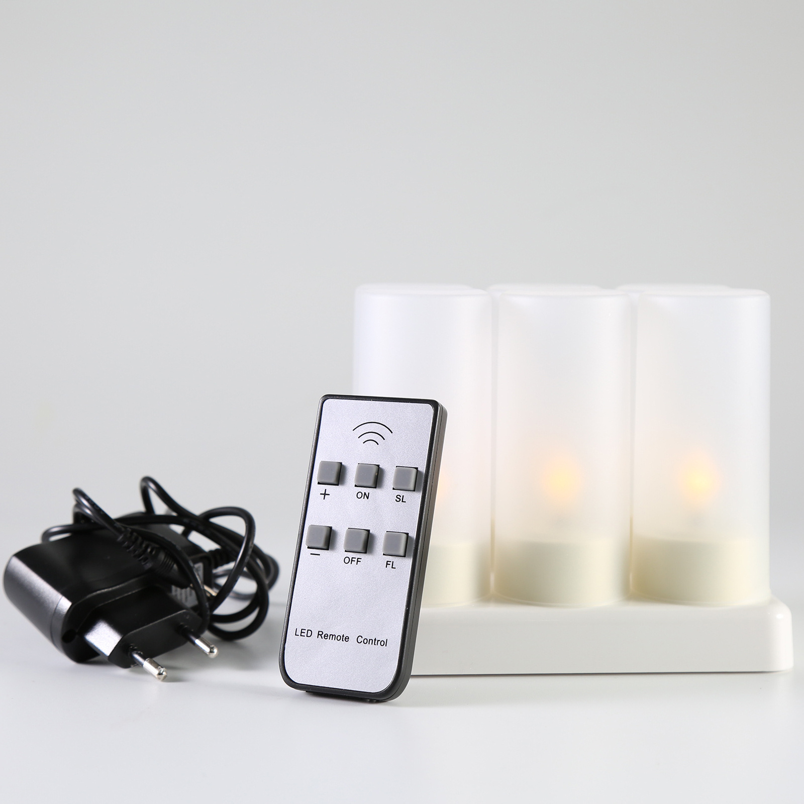 Matti's 3d real flameset of 6 rechargeable pillar ivory home decoration votive led candle