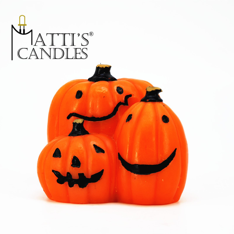 New arrival custom made led candle gifts sets halloween pumpkin real wax led candle