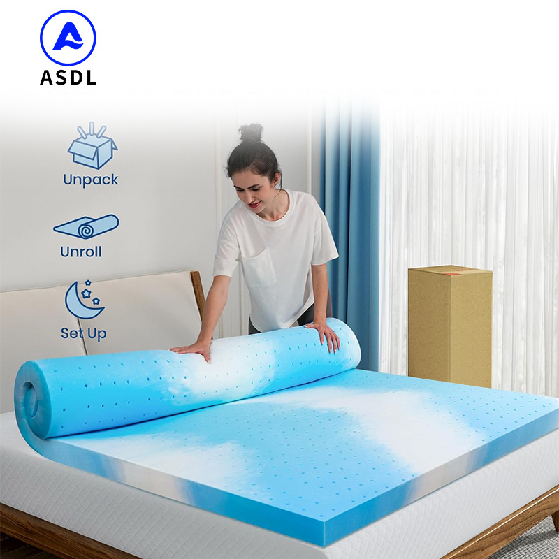 Natur Mattress Cheap Price Silicone Material Soft Cooling 2 Inch Pressure Relieving Memory Foam Mattress Pad Gel Topper