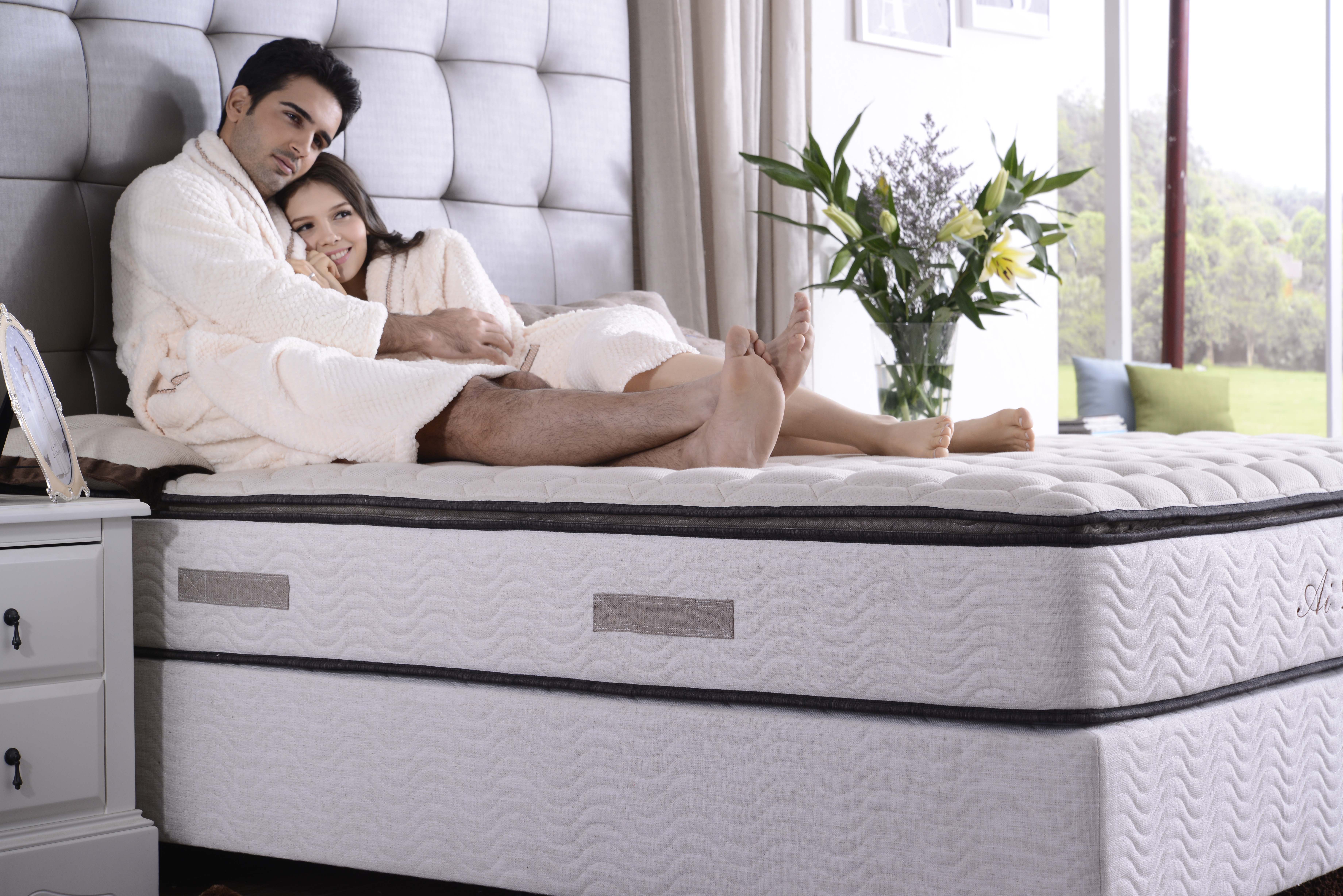 AIDI Cheap OEM/ODM 8-12 Inch Matress Matras Sponge White Euro Top Hotel King Queen Size Latex Gel Memory Foam Mattress With Box