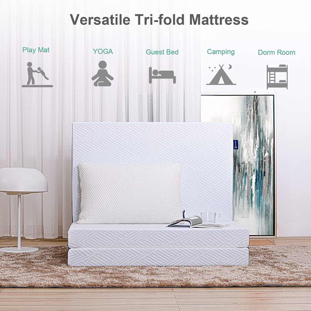 AIDI Foldable High Density Foam Floor Mattress Pad Futon Tri-Fold Mattress For America