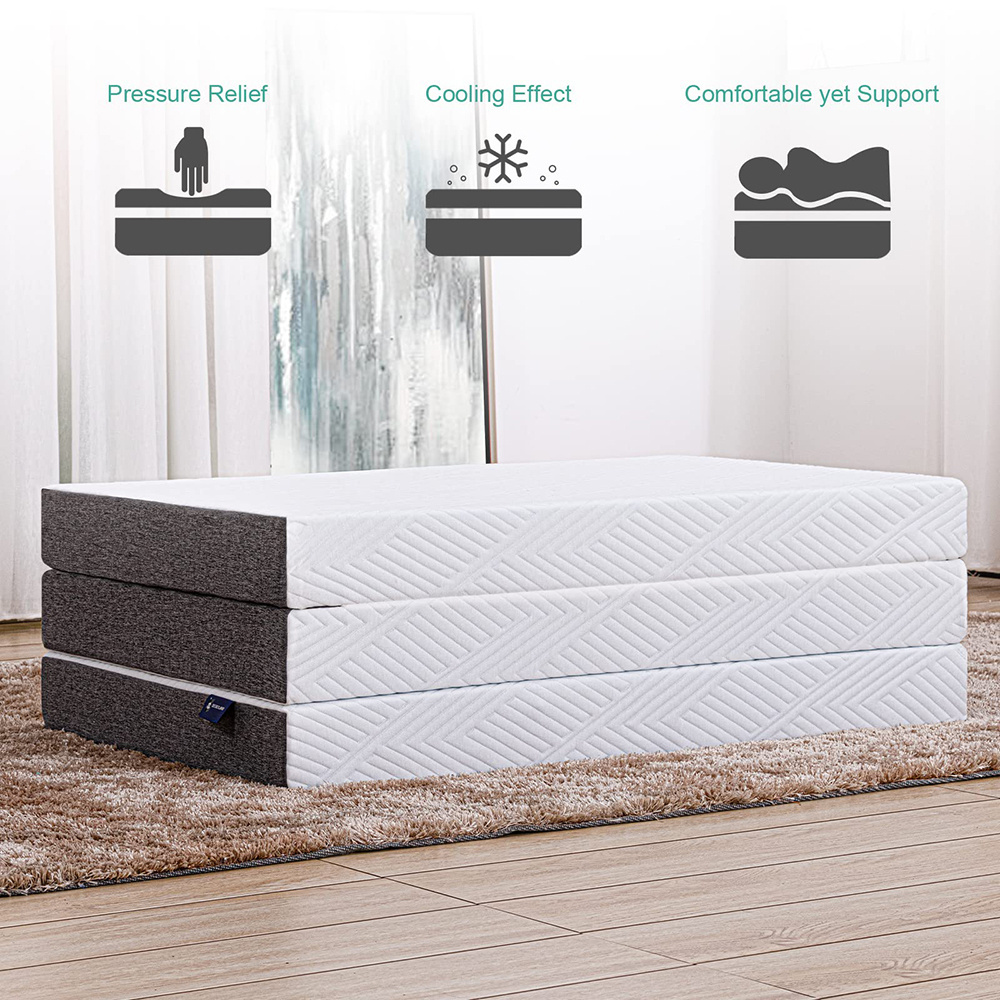 AIDI Foldable High Density Foam Floor Mattress Pad Futon Tri-Fold Mattress For America