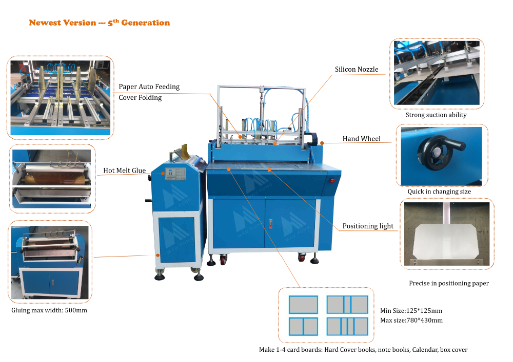 MF-SCM500A2  Double Position Semi-Auto Hard cover Making Machine, Double Working Stations Case Maker