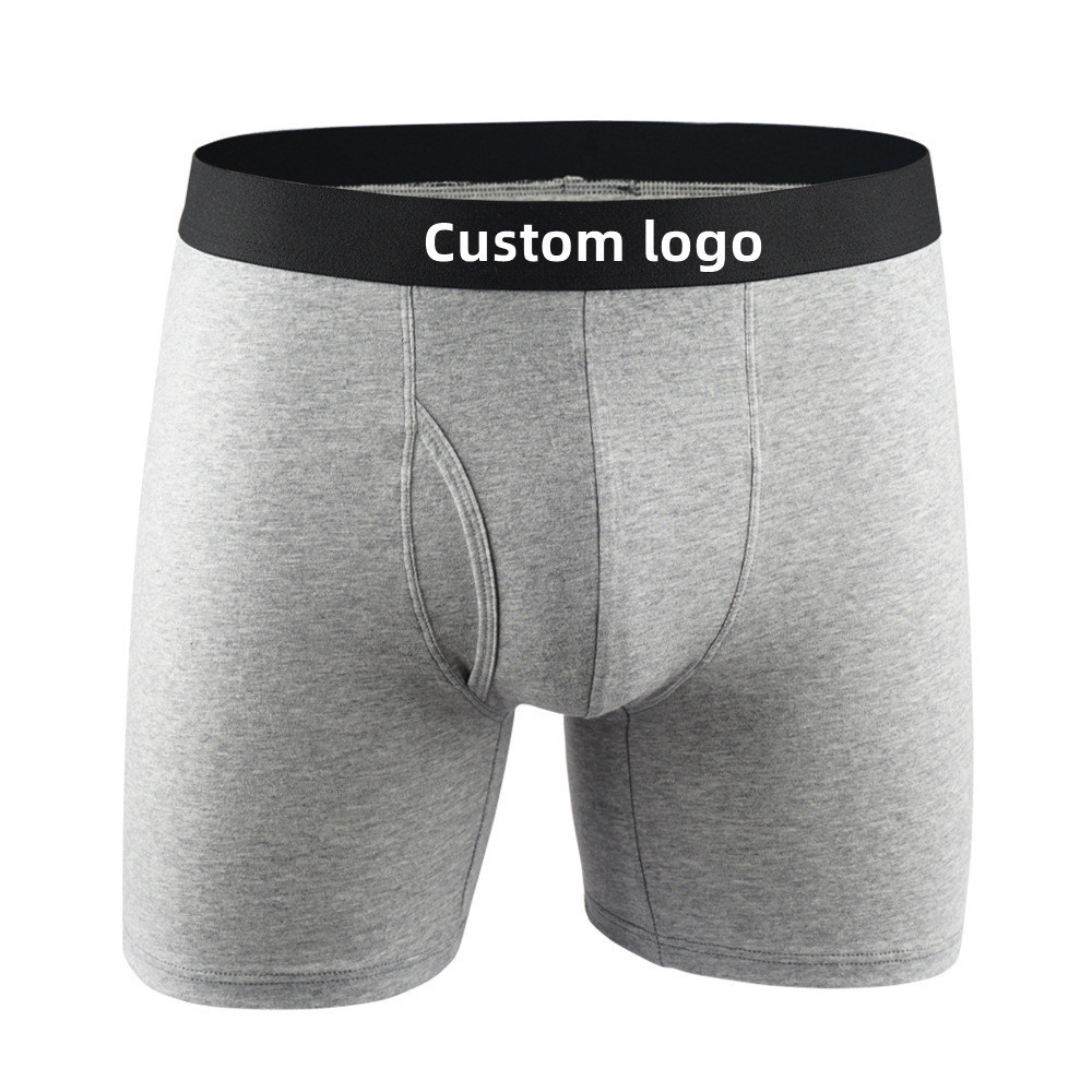 Custom Logo  Men's Underwear Long leg cotton men boxers briefs Fly Open Men Boxers