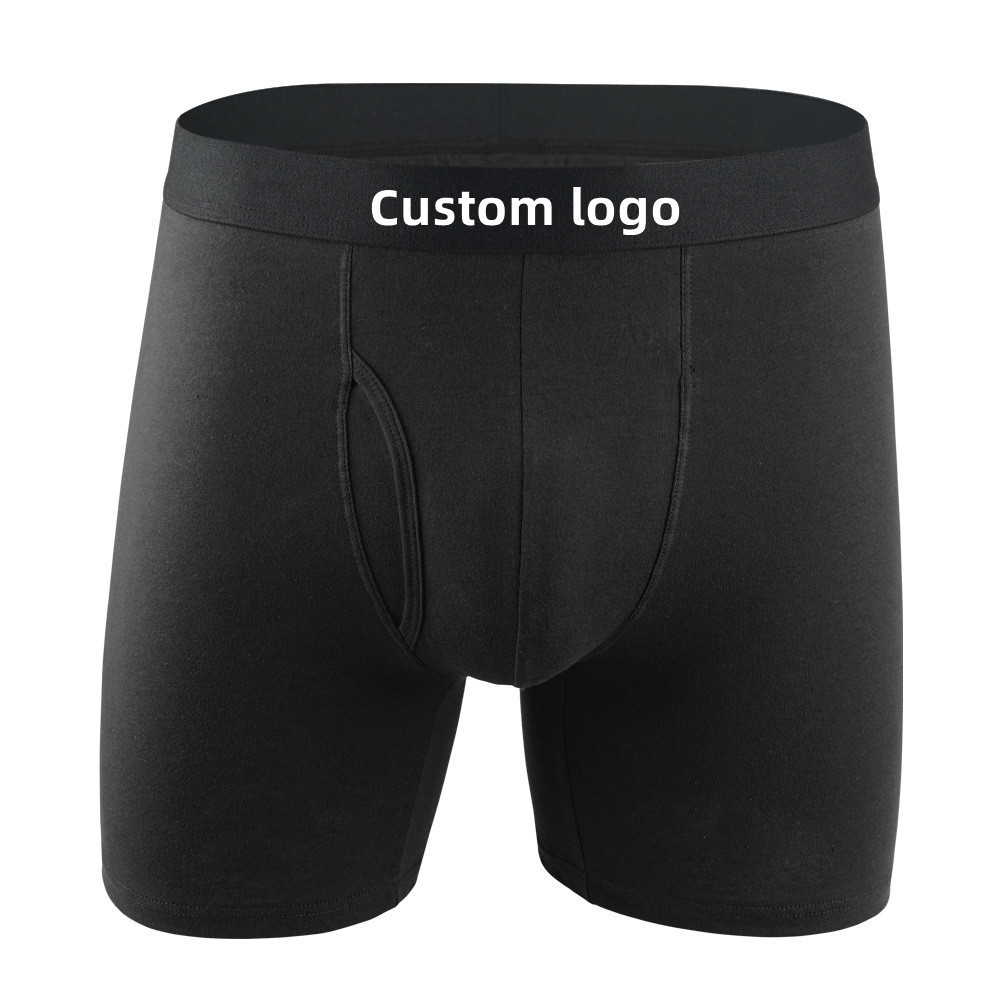 Custom Logo  Men's Underwear Long leg cotton men boxers briefs Fly Open Men Boxers