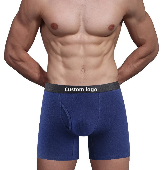 Custom Logo  Men's Underwear Long leg cotton men boxers briefs Fly Open Men Boxers