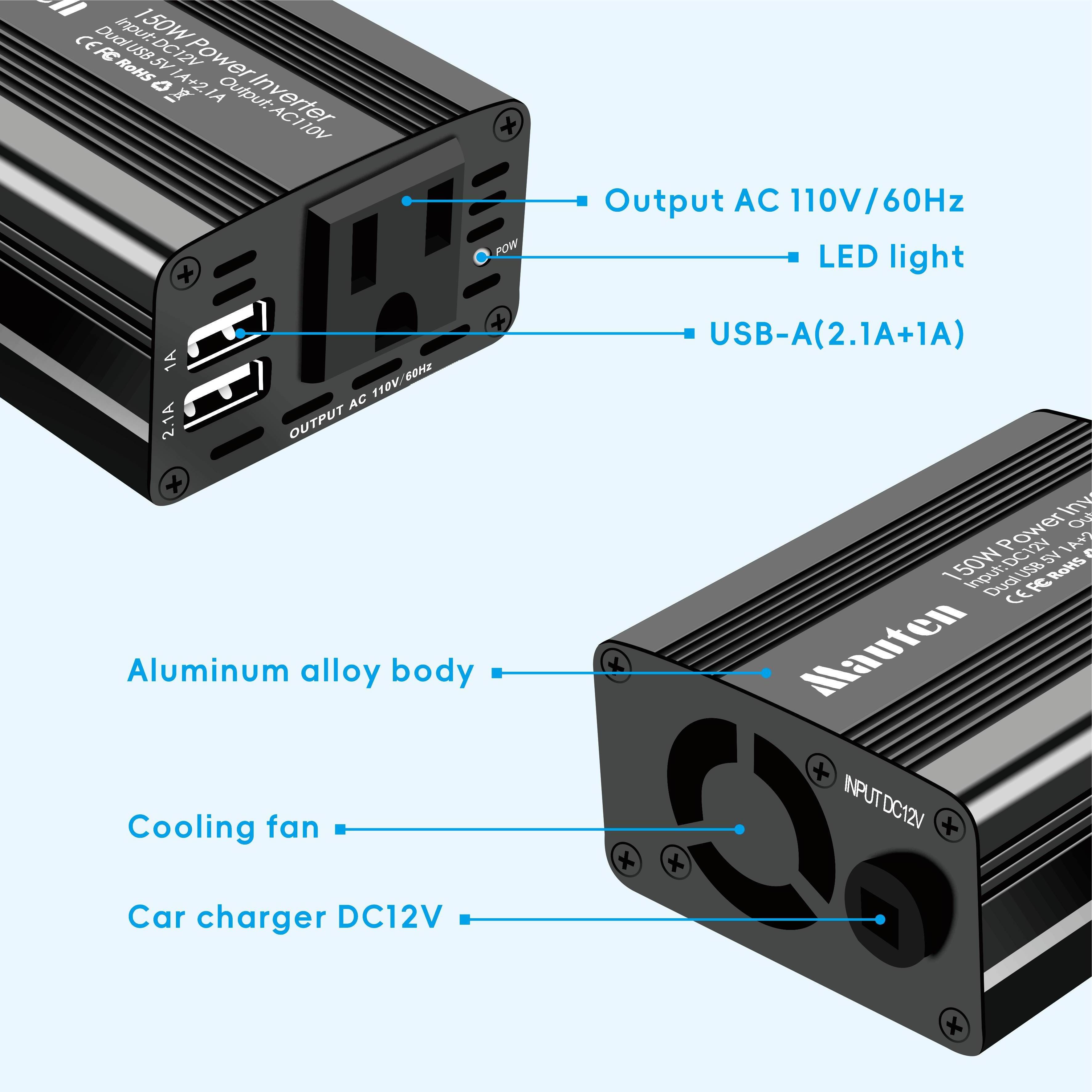 New Board Lifepo4 Car Inverters Dual USB Power Converter 12V Dc to Ac 110V 220V 150W modified Sine Wave Inverter