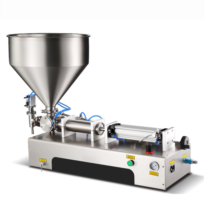 Piston pneumatic 5-500ml single nozzle peanut butter chilli sauce filling machine with hopper