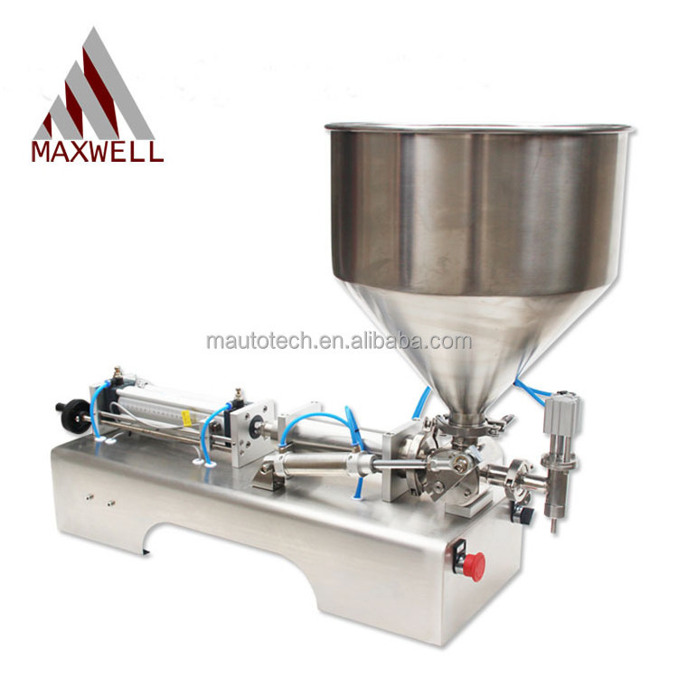 Piston pneumatic 5-500ml single nozzle peanut butter chilli sauce filling machine with hopper