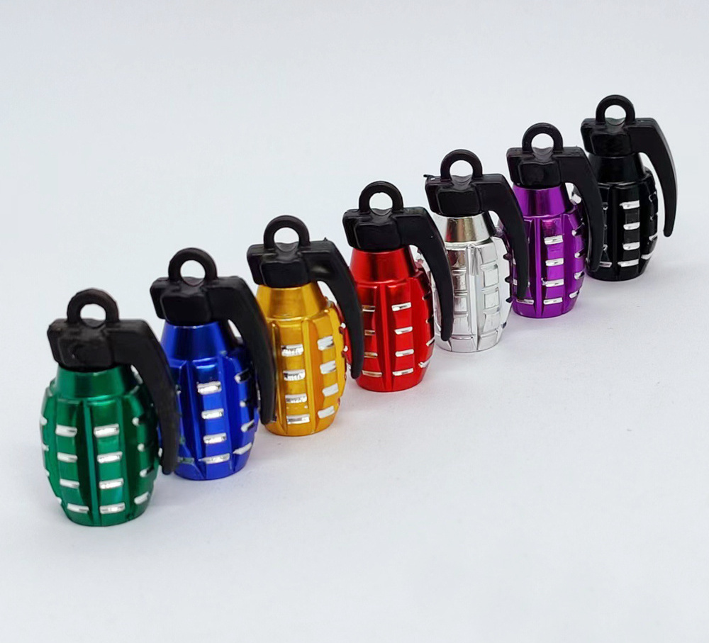 Aluminum Air Tire Caps Grenade Bomb Style Tire Valve Cap Stem Cover For Bike, Car, Trucks, ATV