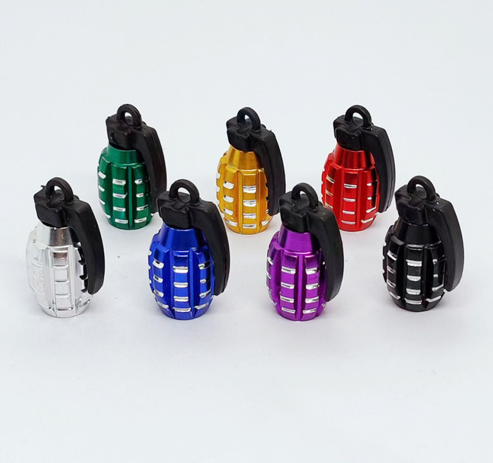 Aluminum Air Tire Caps Grenade Bomb Style Tire Valve Cap Stem Cover For Bike, Car, Trucks, ATV