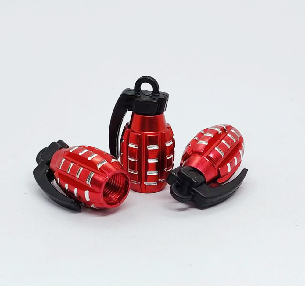 Aluminum Air Tire Caps Grenade Bomb Style Tire Valve Cap Stem Cover For Bike, Car, Trucks, ATV