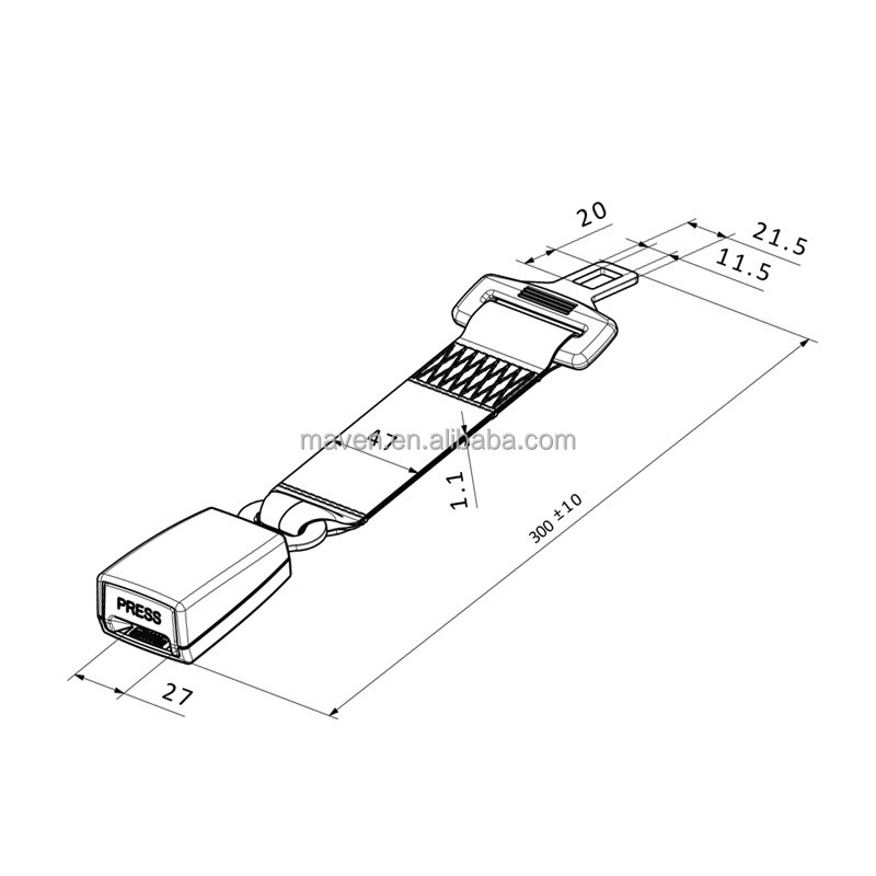 ECE R16 Emark 23cm 25cm 29cm 36cm Universal Car Seat Seatbelt Safety Belt Extender Buckle