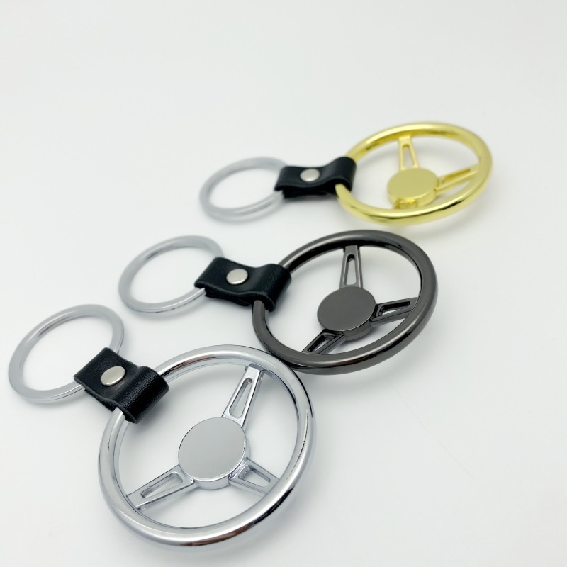 New Car Keyring Anodizing Zinc Alloy Auto Part Key Chain Car Steering Wheel Keychain