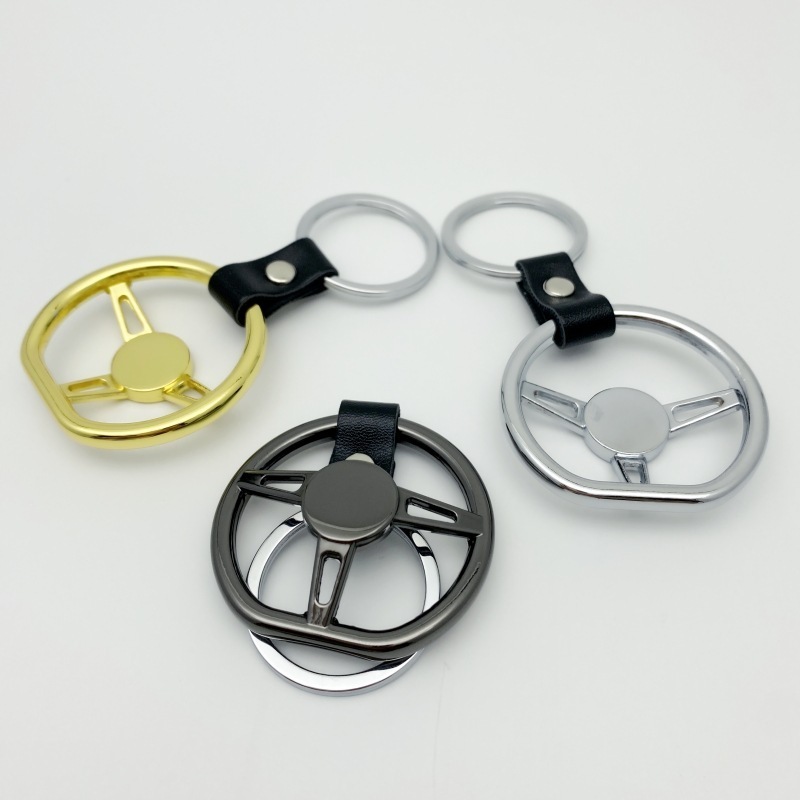 New Car Keyring Anodizing Zinc Alloy Auto Part Key Chain Car Steering Wheel Keychain