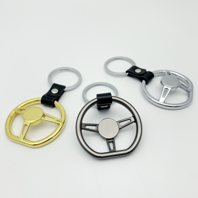 New Car Keyring Anodizing Zinc Alloy Auto Part Key Chain Car Steering Wheel Keychain