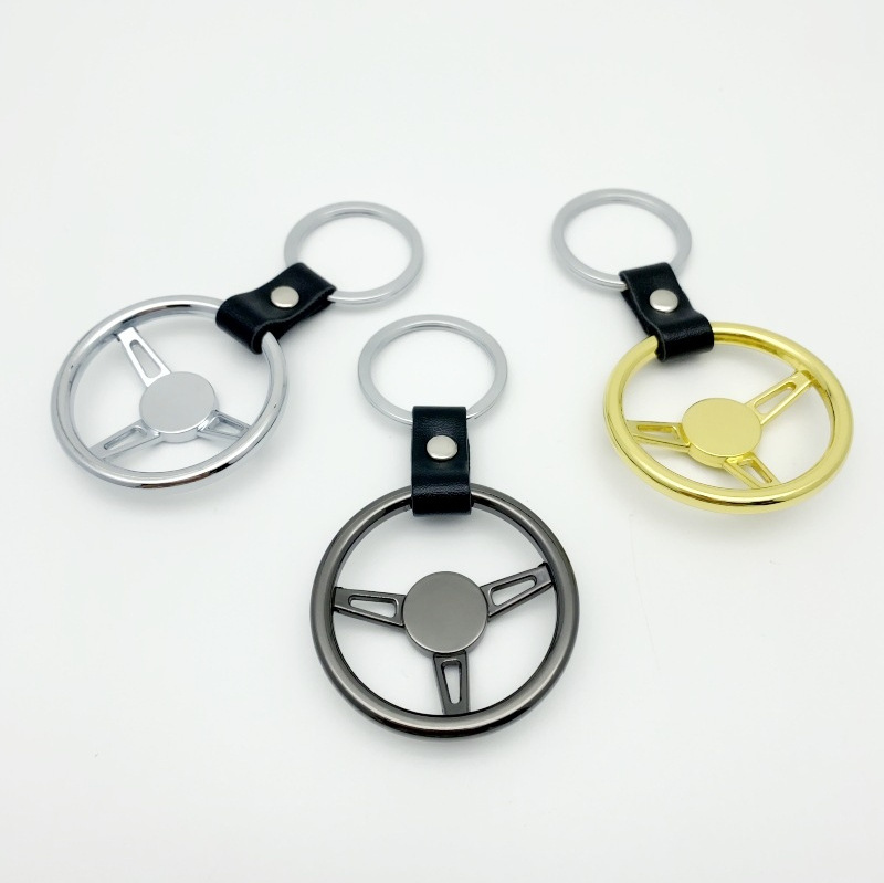 New Car Keyring Anodizing Zinc Alloy Auto Part Key Chain Car Steering Wheel Keychain