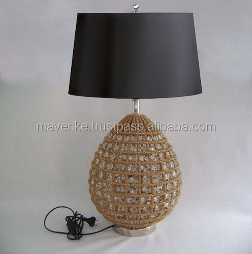 Fancy Design Beaded Ball Table Lamp For Bedside Desk Nightstand Lamp Antique Crystal Lamp For Living Room Decor