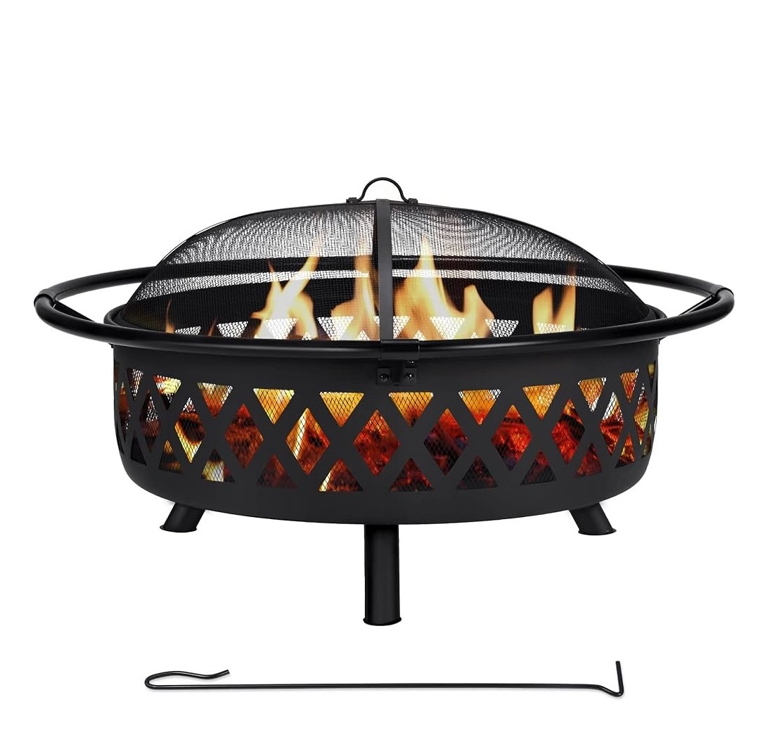 Modern Design Outdoor Garden Patio Fire Place Round Shape Fire pit with Metal Black Finished Handmade