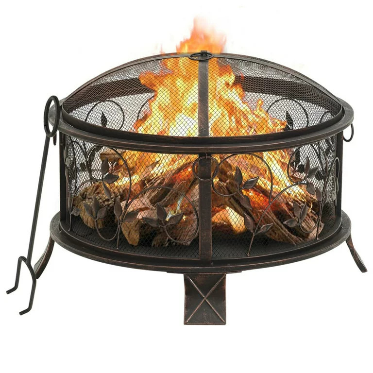 Patio Garden Wood Burning Metal Round Fire Bowl Portable Outdoor Indoor Table Top Wood Fire Pit