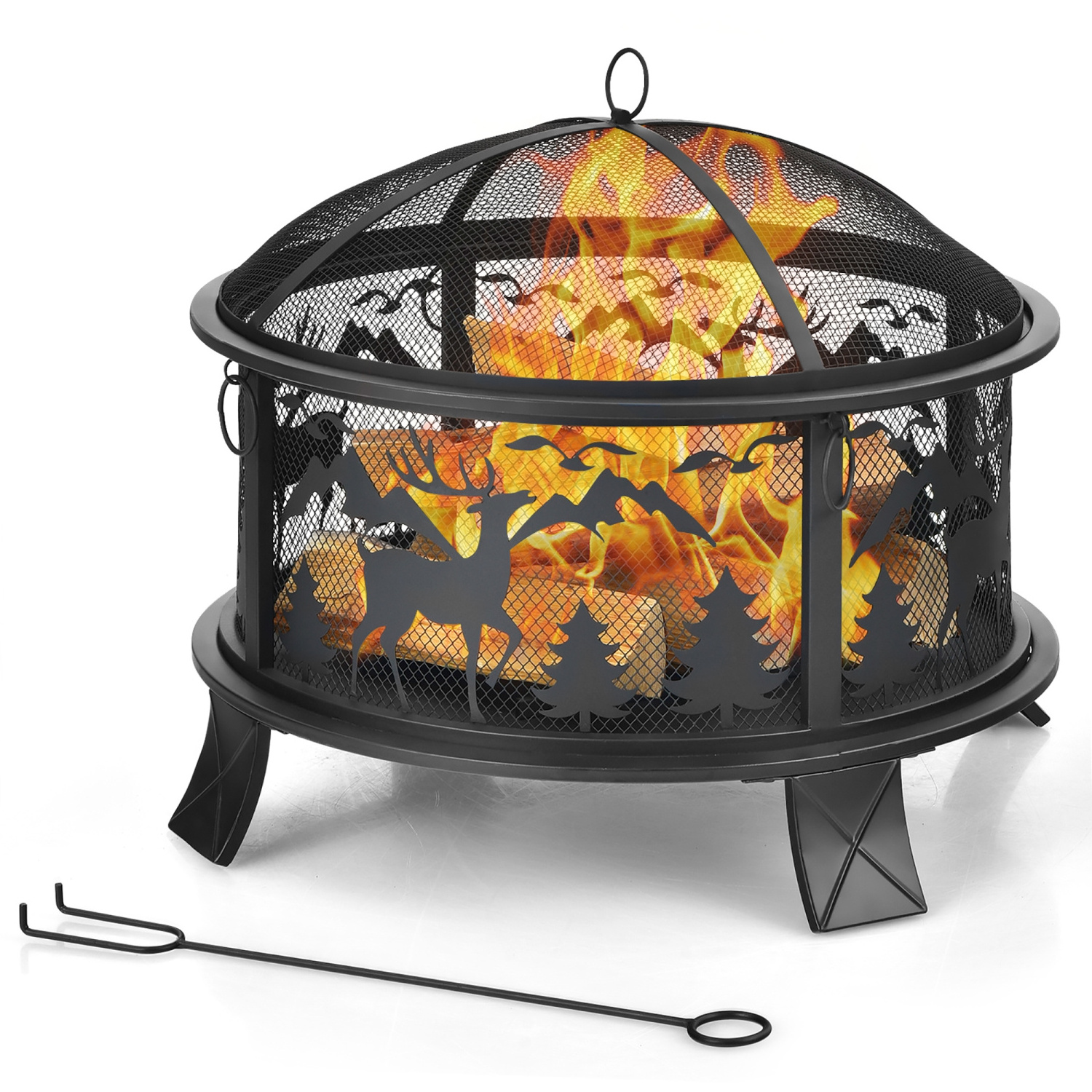 Patio Garden Wood Burning Metal Round Fire Bowl Portable Outdoor Indoor Table Top Wood Fire Pit