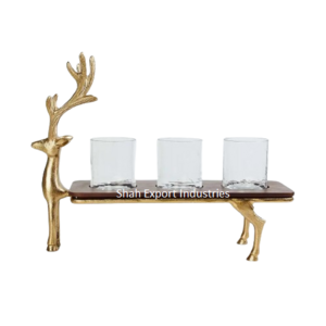 Christmas decorative Rein deer Tea Light Holder Metal/Glass Gold Finished Home lighting table decor craft