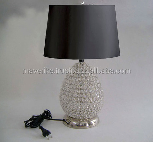 Fancy Design Beaded Ball Table Lamp For Bedside Desk Nightstand Lamp Antique Crystal Lamp For Living Room Decor