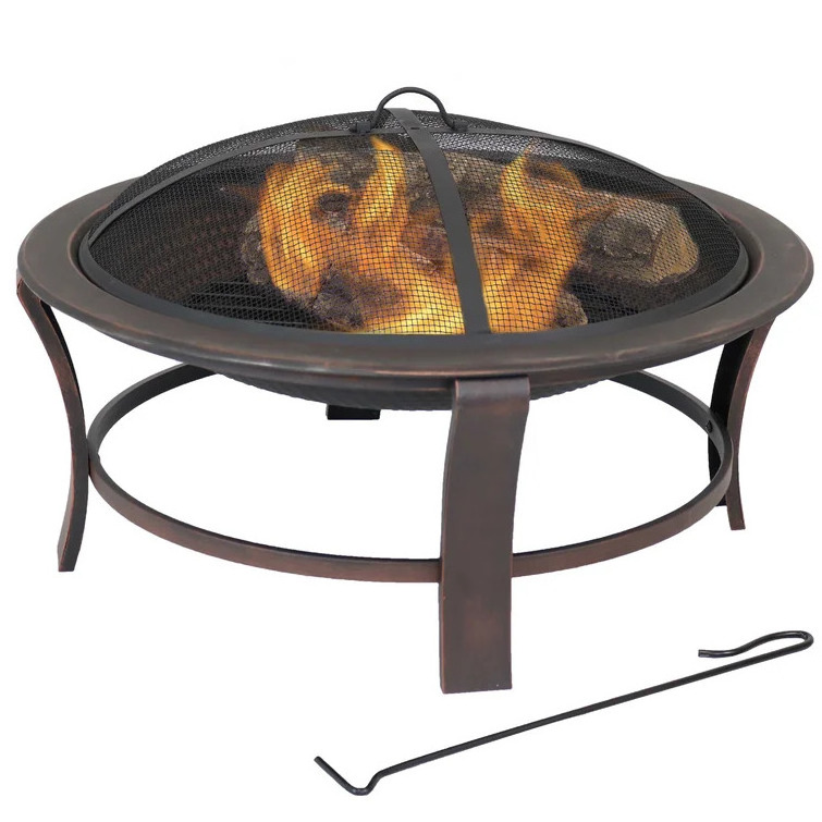 Modern Design Outdoor Garden Patio Fire Place Round Shape Fire pit with Metal Black Finished Handmade