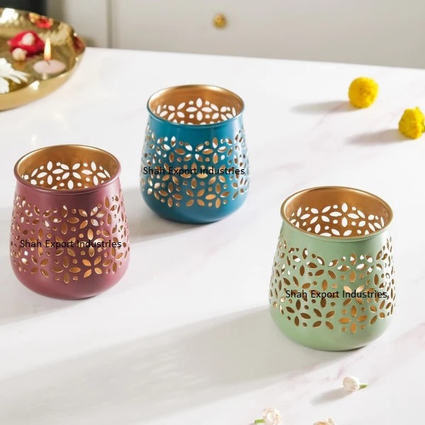 Tableware Decoration Iron Tea Light Votive Green PC Votive Candle Holder For Home Living Room Decor Handmade