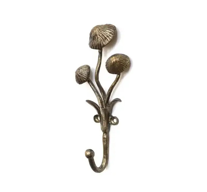 Antique Finished Brass Hooks Home Decorative Cloths and Storage Hook Wall Adhesive Double Prong Hook